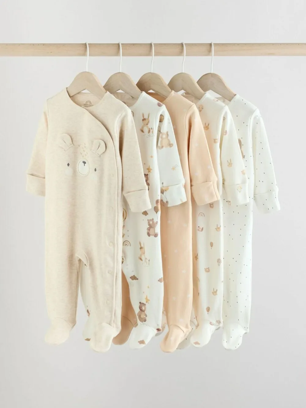 Next Neutral Bear Character Sleepsuits 5 Pack (0mths-2yrs)^BOY Nightwear|Nightwear