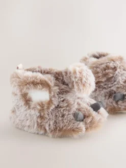 Best Next Baby Touch Fastening Slipper Boots (0-2mths) Neutral Bear Claw