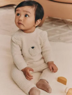 Sale Next Neutral Bear Knitted Top and Leggings Set (0mths-2yrs)