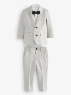 Hot Next Blazer Shirt Trousers and Bow Tie Set (3mths-9yrs) Neutral