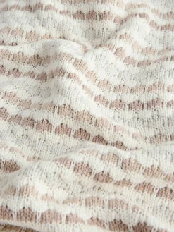 Next Neutral Bobble Bobble Stripe Knitted Baby Blanket^ Nursery Bedding|Blankets