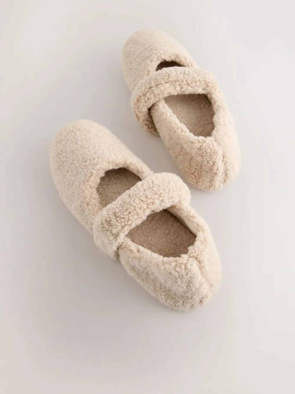 Outlet Next Neutral Borg Ballet Slippers