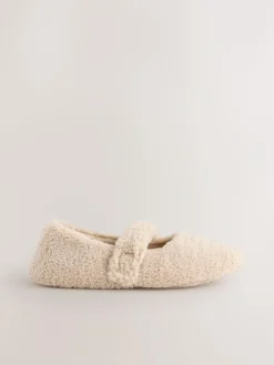 Outlet Next Neutral Borg Ballet Slippers
