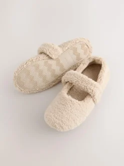 Outlet Next Neutral Borg Ballet Slippers