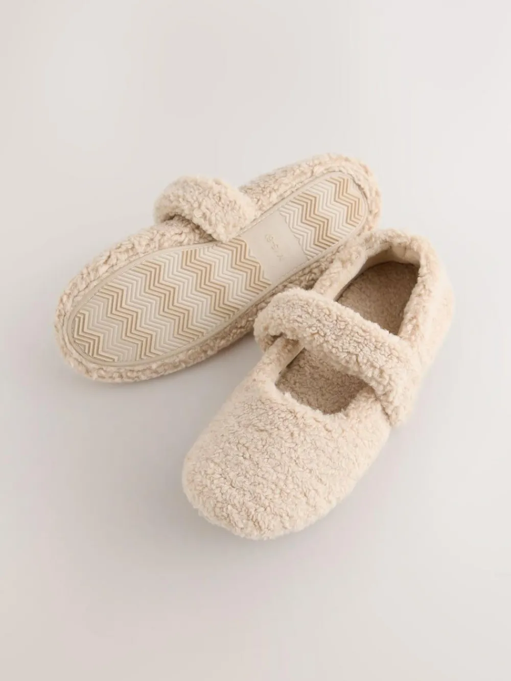 Outlet Next Neutral Borg Ballet Slippers