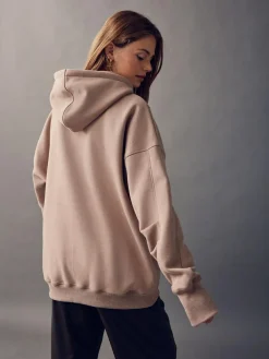 Next Neutral Brown Active Longline Overhead Seam Detail Supersoft Hoodie with Pockets^Women Hoodies & Sweatshirts|Sportswear