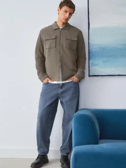 Clearance Next Borg Fleece Lined Shacket Neutral Brown