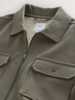 Clearance Next Borg Fleece Lined Shacket Neutral Brown