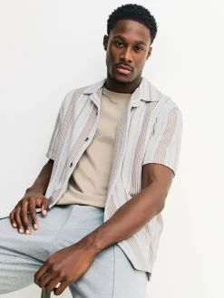 Next Regular Fit Stripe Short Sleeve Jersey Shirt^ Shirts