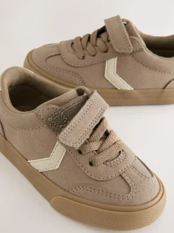 Clearance Next Neutral Brown Standard Fit (F) Touch Fastening Elastic Lace Trainers