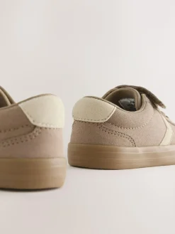 Clearance Next Neutral Brown Standard Fit (F) Touch Fastening Elastic Lace Trainers