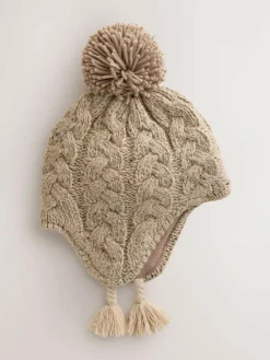 New Next Cable Knit Inca Pom Hat (3mths-10yrs) Neutral