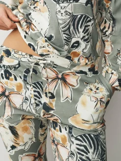 Clearance Next Long Sleeve Pyjamas Neutral Cat