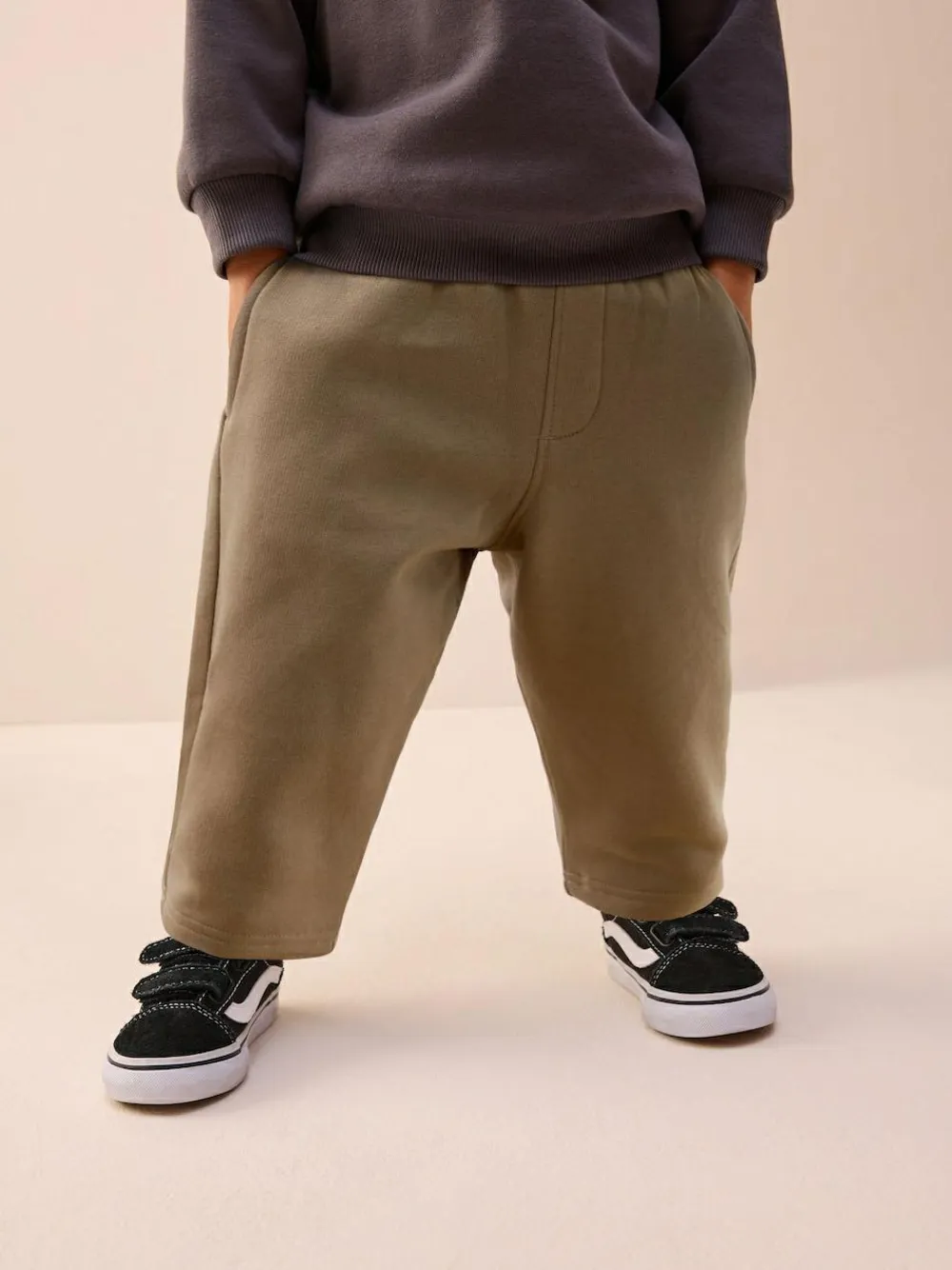 Clearance Next Neutral Cement Single Wide Leg Jersey Joggers (3mths-7yrs)