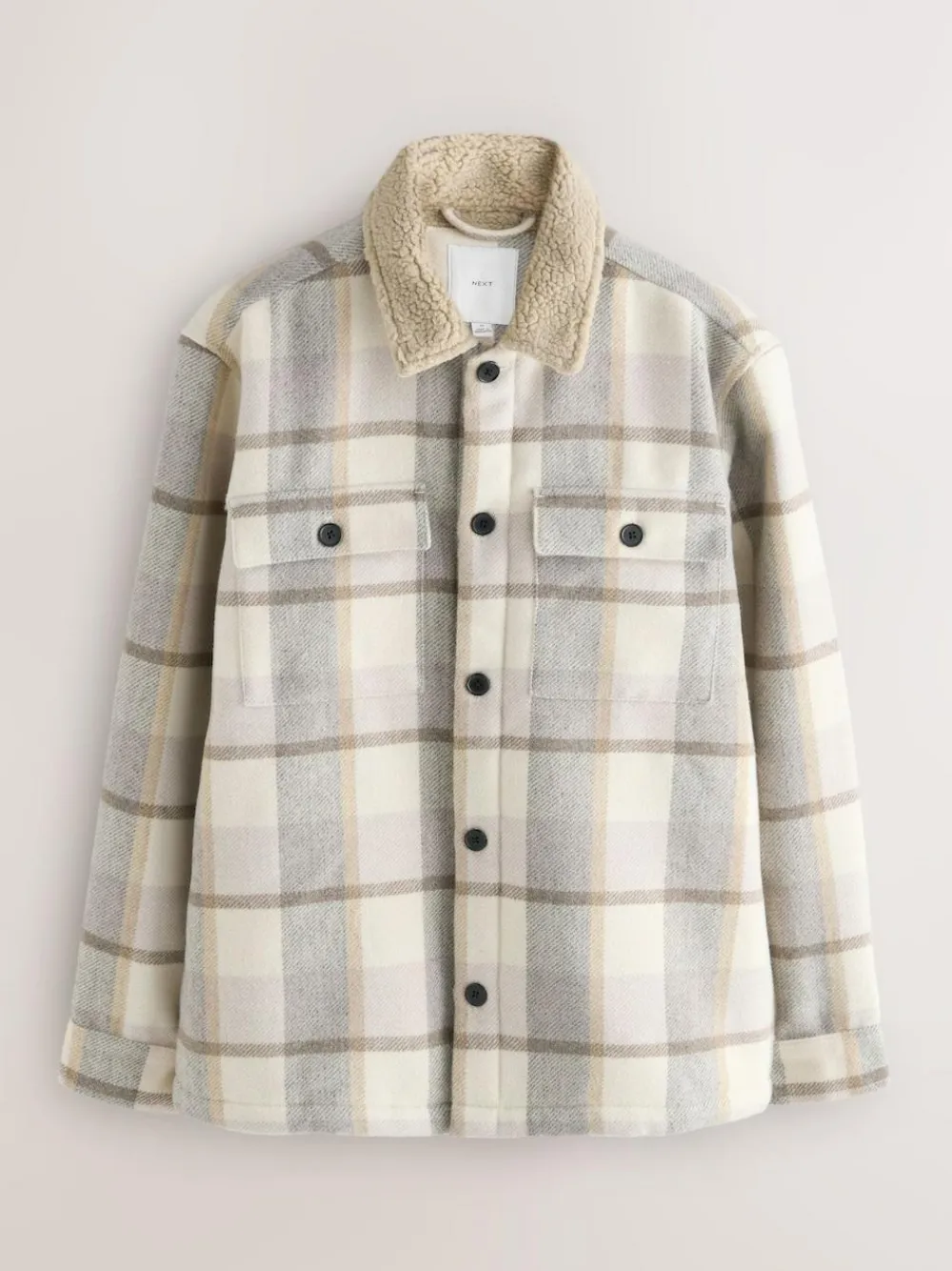 Clearance Next Neutral Check Borg Lined Shacket