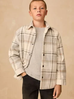 Best Next Lined Shacket (3-16yrs) Neutral Check Borg Lined