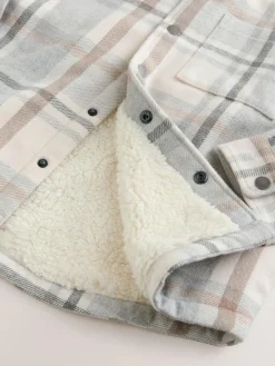 Best Next Lined Shacket (3-16yrs) Neutral Check Borg Lined