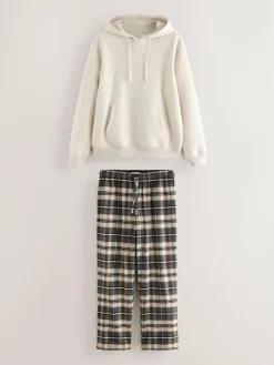 Clearance Next Check Bottoms Long Sleeve Hoodie Set Neutral