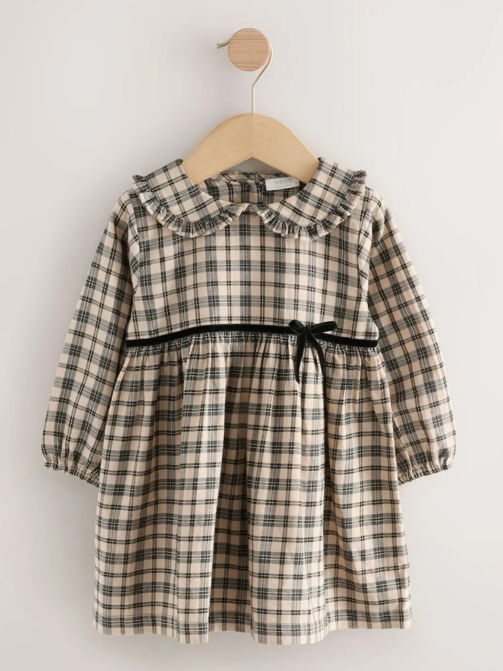 Sale Next Long Sleeve Collar Dress (3mths-8yrs) Neutral Check