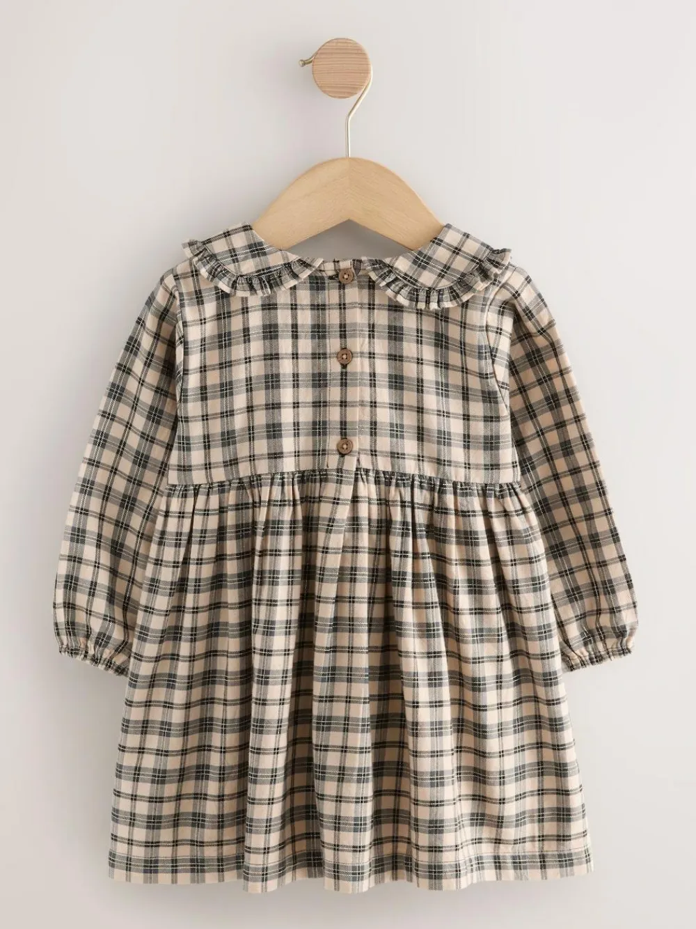 Sale Next Long Sleeve Collar Dress (3mths-8yrs) Neutral Check