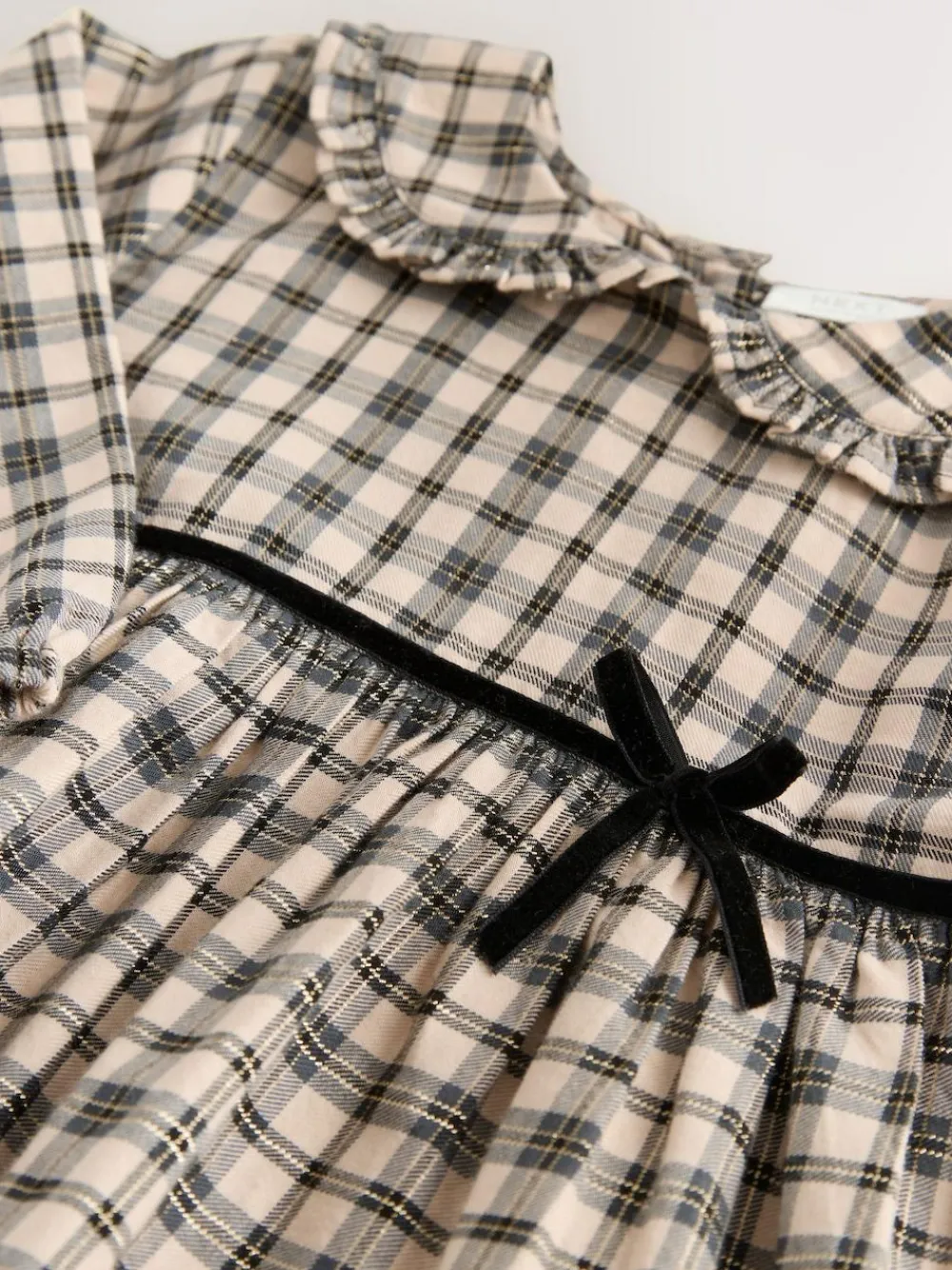 Sale Next Long Sleeve Collar Dress (3mths-8yrs) Neutral Check