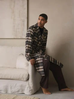 Clearance Next Neutral Check Woven Dressing Gown