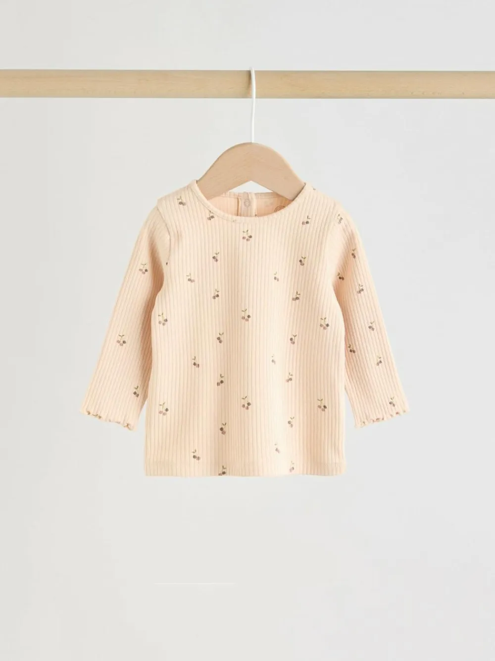 Sale Next Neutral Cherry Knitted Gilet, Long Sleeve Top and Leggings 3 Piece Set (0mths-3yrs)