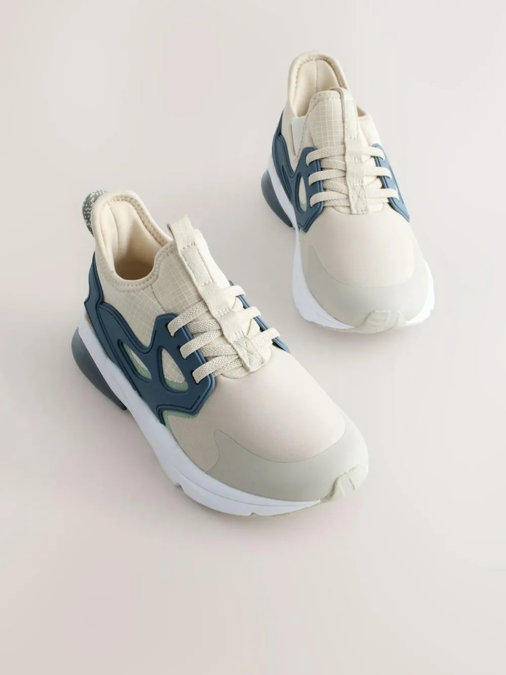 Best Next Neutral Colourblock Standard Fit (F) Elastic Lace Trainers