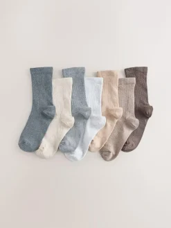 Next Cotton Rich Fine Rib Socks 7 Pack^BOY Socks & Tights|Socks & Tights