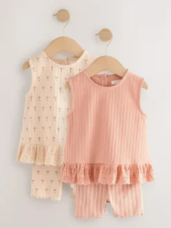 Next Vest and Shorts Set 2 Pack (3mths-7yrs) Neutral Ditsy