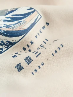 Next Neutral Ecru Overhead Hoodie Hokusai Graphic License