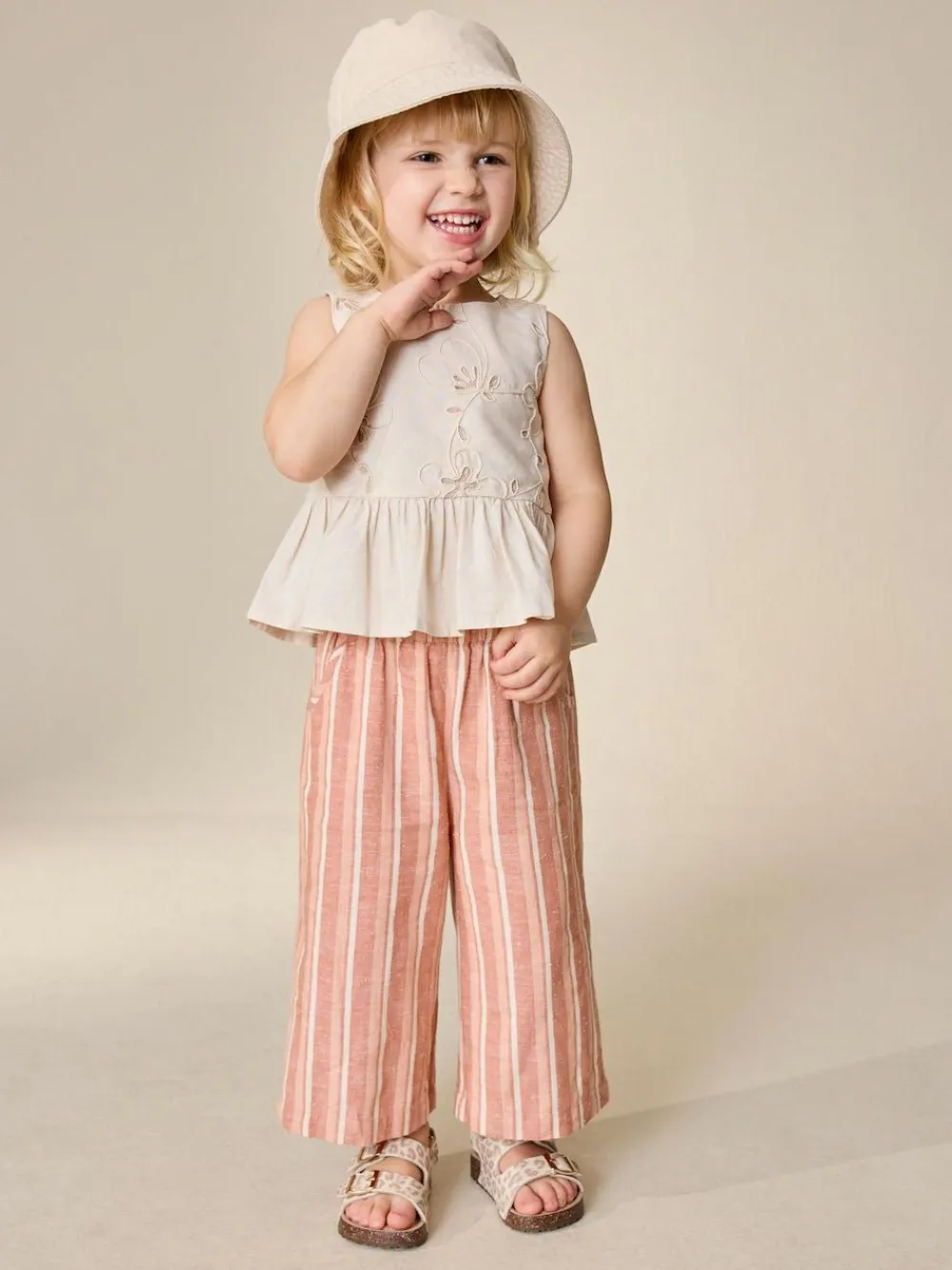Sale Next Neutral Embroidered Blouse And Trousers Co-ord Set (3mths-8yrs)