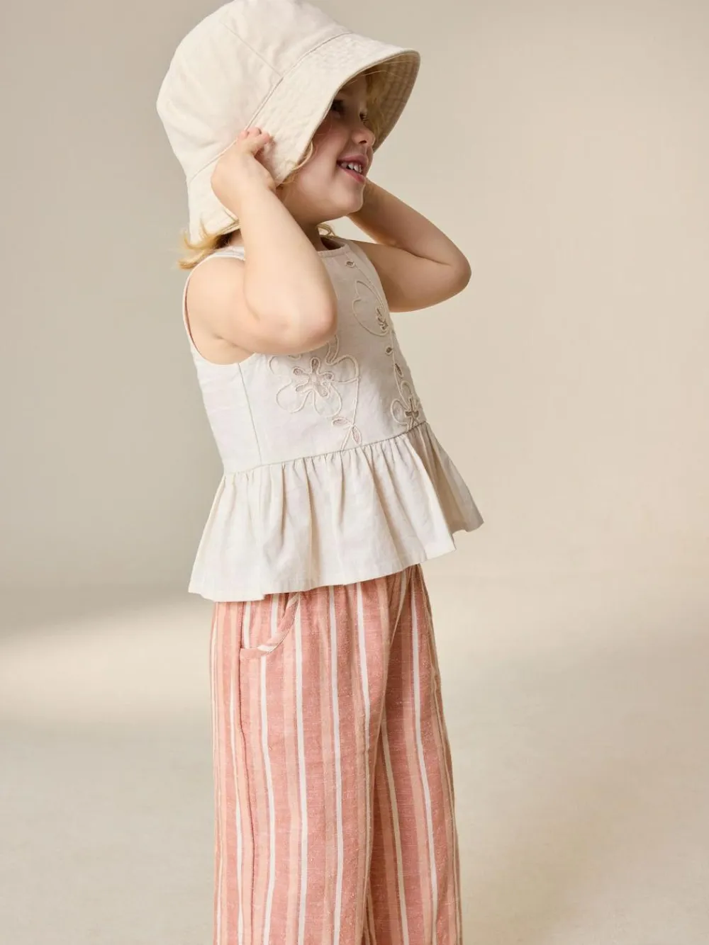 Sale Next Neutral Embroidered Blouse And Trousers Co-ord Set (3mths-8yrs)