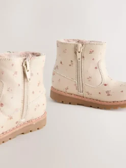 Sale Next Neutral Floral Standard Fit (F) Chelsea Zip Tassel Ankle Boots