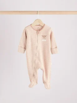 Next Neutral Hamish Baby 100% Cotton Sleepsuits 3 Pack (0mths-2yrs)^BOY Unisex|Nightwear