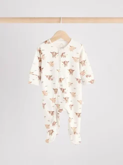 Next Neutral Hamish Baby 100% Cotton Sleepsuits 3 Pack (0mths-2yrs)^BOY Unisex|Nightwear