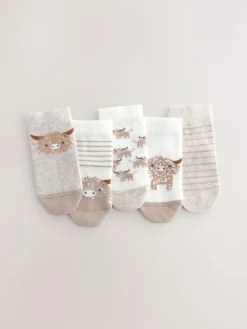 Outlet Next Baby Socks 5 Pack (0mths-2yrs) Neutral Hamish