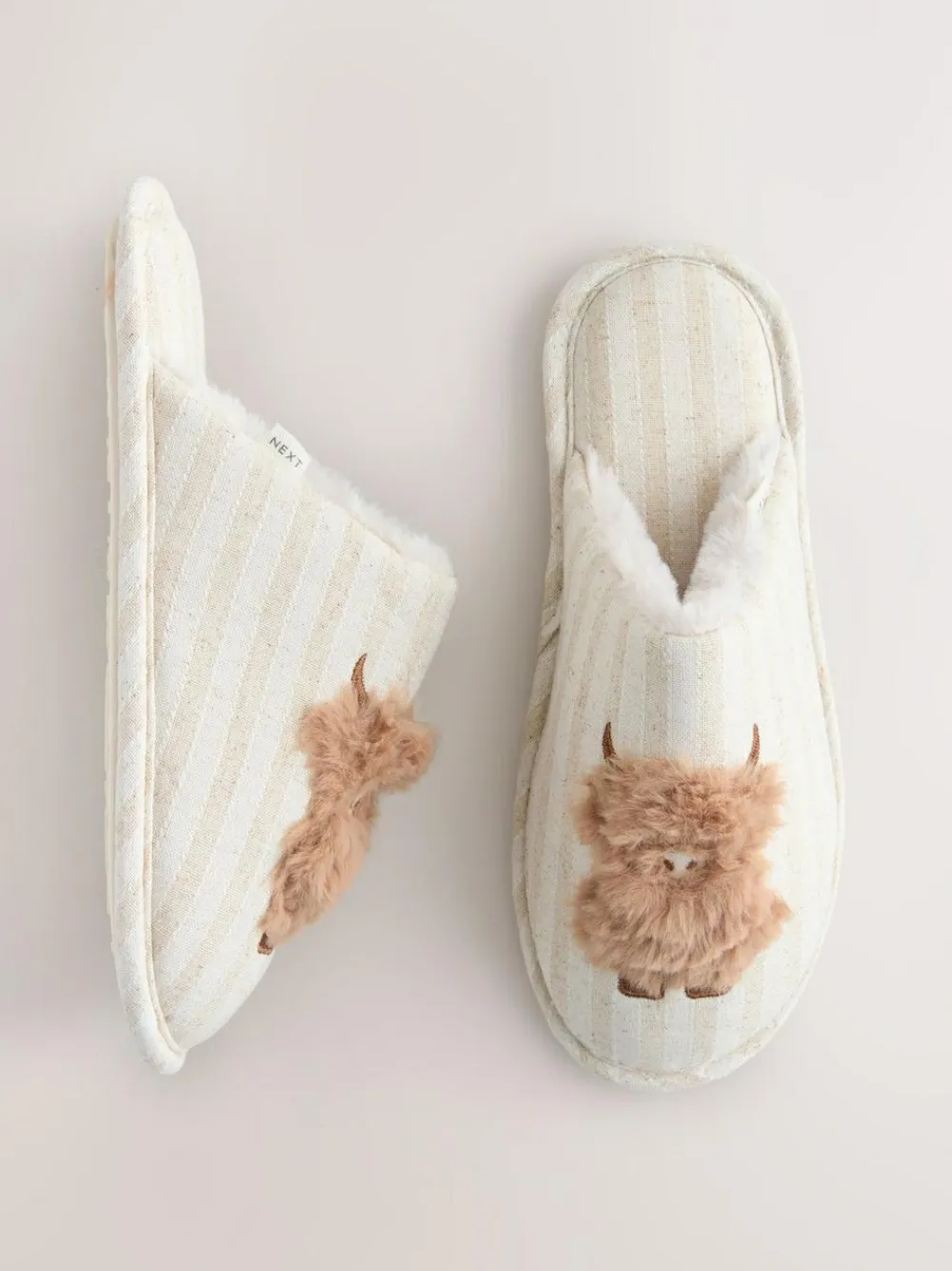 Next Neutral Hamish Linen Mule Slippers^Women All Night & Lounge