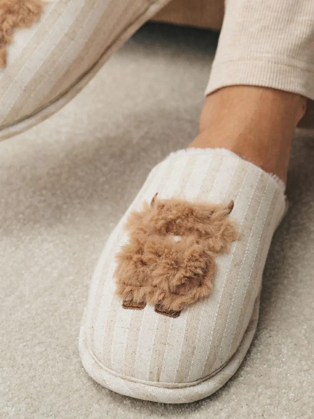 Next Neutral Hamish Linen Mule Slippers^Women All Night & Lounge