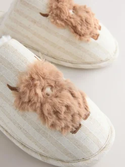 Next Neutral Hamish Linen Mule Slippers^Women All Night & Lounge