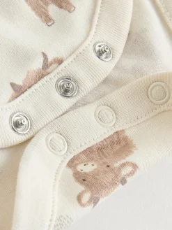 Clearance Next Neutral Hamish Long Sleeve Baby Bodysuits 3 Pack