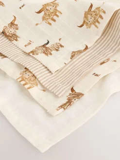 Best Next Neutral Hamish the Cow Baby Muslin Cloths 4 Pack