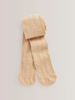 Next Neutral Honey Regular Length Cotton Rich Cable Tights^ Tights|Socks & Tights