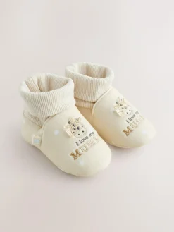 Best Next Neutral I Love Mummy/Daddy Baby Sock Top Bootie Shoes (0-18mths)