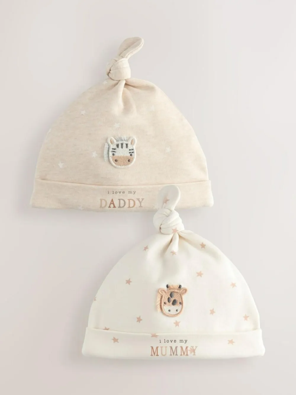 Sale Next Neutral I Love My Mummy/Daddy Baby Tie Top Hats 2 Pack (0-6mths)