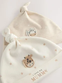 Sale Next Neutral I Love My Mummy/Daddy Baby Tie Top Hats 2 Pack (0-6mths)