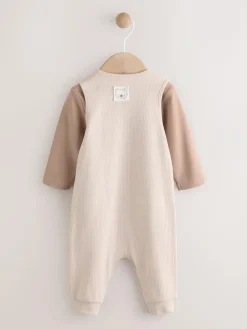 Outlet Next Neutral Jersey Dungaree and Bodysuit Baby Set (0mths-2yrs)