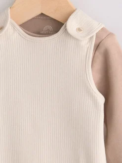 Outlet Next Neutral Jersey Dungaree and Bodysuit Baby Set (0mths-2yrs)