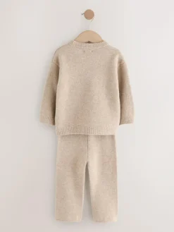 Outlet Next Knitted NYC Varsity Jumper and Joggers Set (3mths-7yrs) Neutral