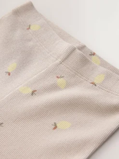 Next Neutral Lemon Print Rib Flare Leggings (3mths-7yrs)^ Pants & Leggings|Pants & Leggings